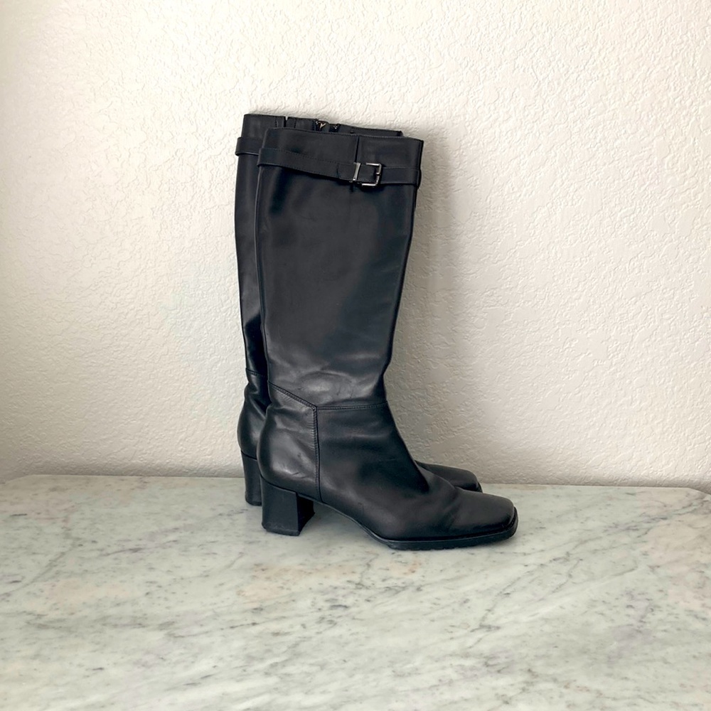 Via Spiga Made in Italy Leather Black Boots Gleeson Size 8 M